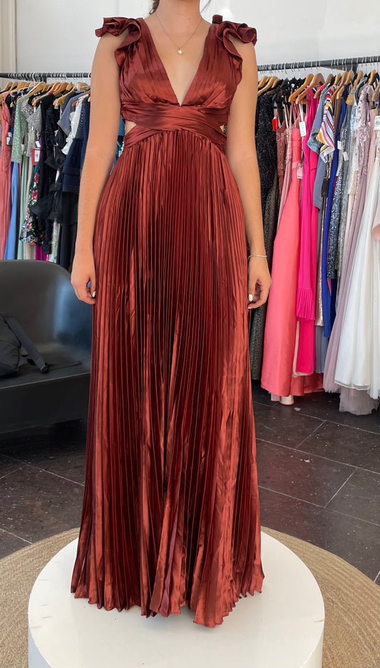 Vestido Corte V Terracota